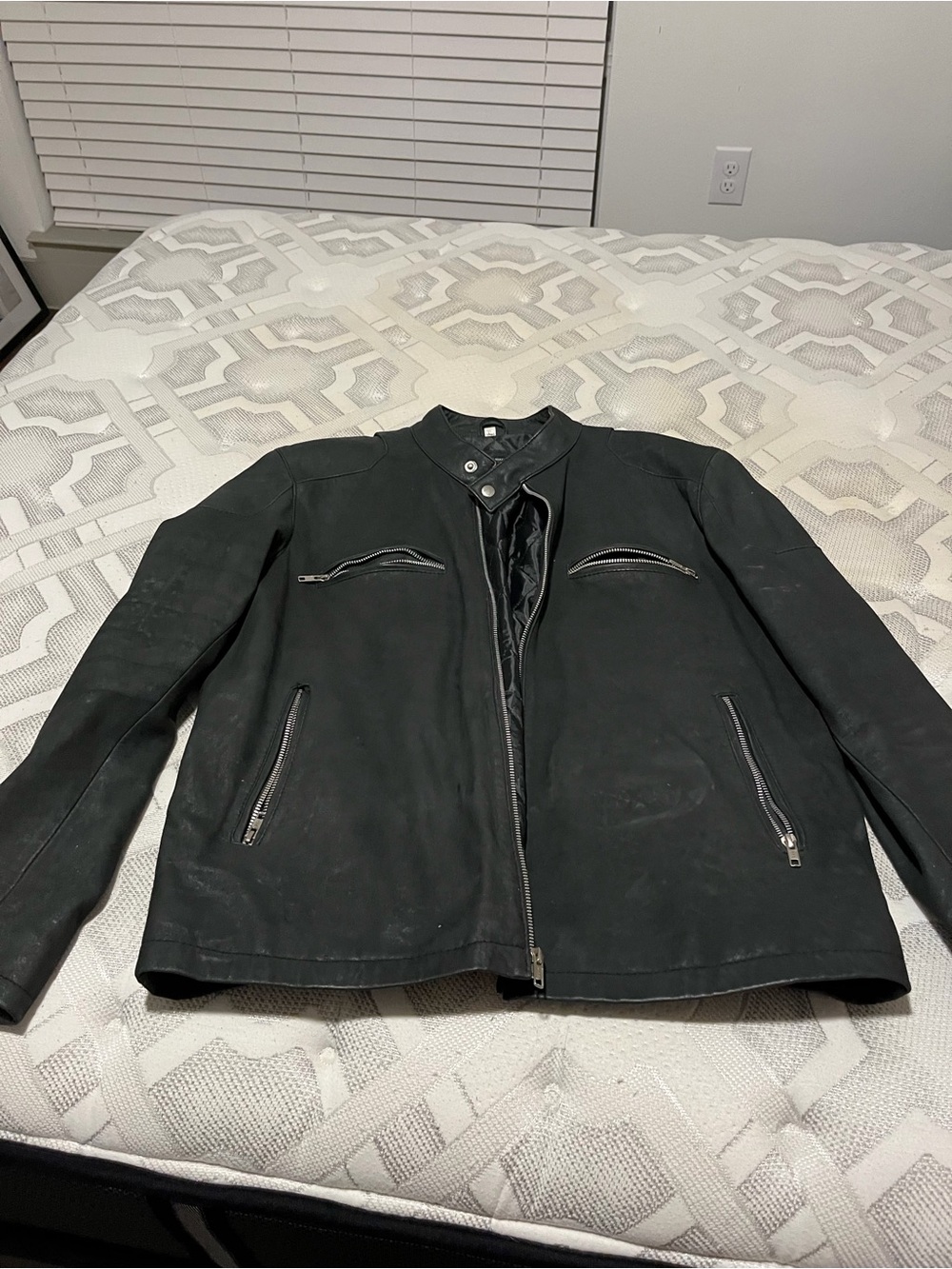 Men's Black Leather Moto Jacket